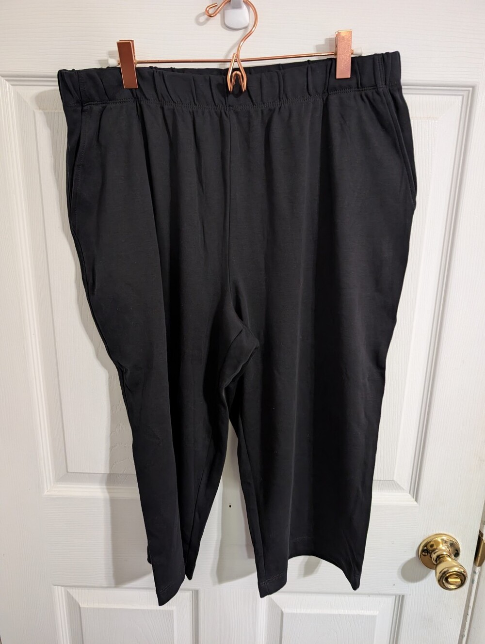 Land End Womens Pants Black Sport Knit Capri Pull-On Size Large